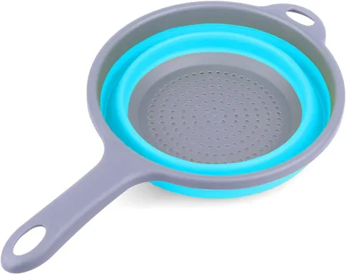 Miniatura 2 de Coladores plegables de silicona para cocina, coladores plegables con asas, colador plegable que ahorra espacio para drenar pasta, verduras (azul)