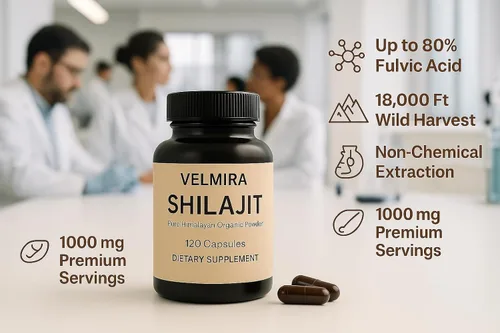 Miniatura 3 de Velmira. Shilajit Cápsulas de resina pura del Himalaya. 1000 mg, verificado en laboratorio, naturales para hombres y mujeres, más de 85 minerales