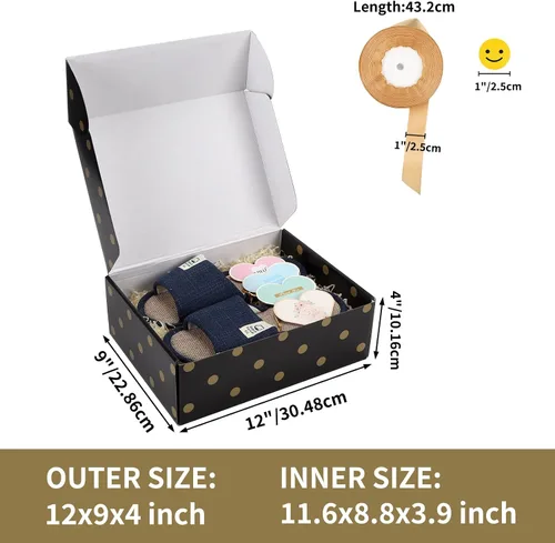 Miniatura 2 de Hoikwo Paquete de 18 cajas de regalo de lujo de 12 x 9 x 4 pulgadas, color negro, a granel, vacías para regalos del día de la madre, cajas de regalo