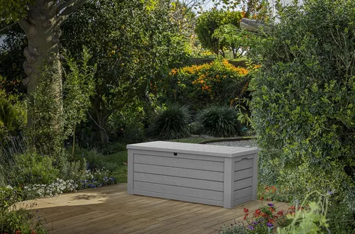 Miniatura 3 de Keter Westwood 150 - Caja de almacenamiento grande de resina de 150 galones para muebles de patio, cojines de exterior, herramientas de jardín