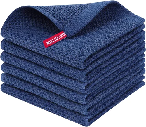 Miniatura 273 de Homaxy Paños de cocina de 100% algodón con tejido de gofre, ultra suaves, absorbentes, de secado rápido, 12 x 12 pulgadas, paquete de 6, amarillo