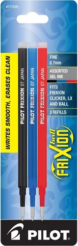 Miniatura 2 de Pilot Recambios de tinta de gel para bolígrafo FriXion de tinta de gel borrable, punta fina, tinta surtida, paquete de 9 (77335)