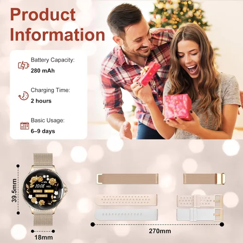 Miniatura 3 de Smart Watches for Women (Answer/Make Calls),1.27" AMOLED Smartwatch with Heart Rate/Sleep Monitor,120+ Sport Modes Fitness Tracker with Bluetooth