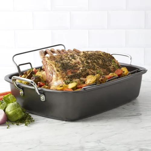 Miniatura 3 de Chicago Metallic Asador antiadherente con estante flotante, 18 pulgadas x 13 pulgadas, negro