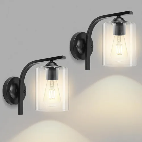 Miniatura 12 de CANMEIJIA Aplique de pared 1 luz, moderno accesorio de iluminación de pared, luces de tocador de baño con lámpara de pared negra mate para Negro