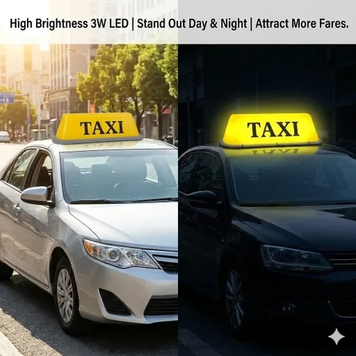 Miniatura 6 de BADASS SHARKS Luz LED de taxi para coche, luz de taxi para techo con base adhesiva, magnética, súper brillante, 12 V, 3 W, luz indicadora