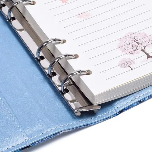 Miniatura 3 de ARRLSDB Diario de carpeta con cerradura, diario de cuero recargable A6 con contraseña, diario personal con bloqueo, tamaño: 7.3 x 5.3 pulgadas (azul)