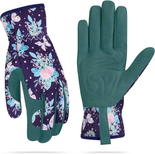Miniatura 14 de Guantes de jardinería para mujeres, guantes de cuero para trabajo en jardín, a prueba de espinas, sin perforación, para cavar, plantar y podar