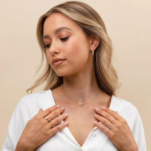 Miniatura 2 de PAVOI Collar de corazón chapado en oro de 14 quilates con circonita cúbica Bonitos collares con colgante de amor delicado para mujer