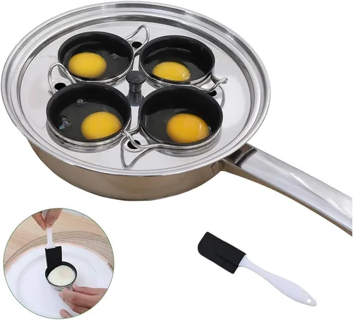 Sartén escalfadora de huevos, olla de huevos escalfados de acero inoxidable, perfecta para hacer huevos escalfados, juego de utensilios de cocina