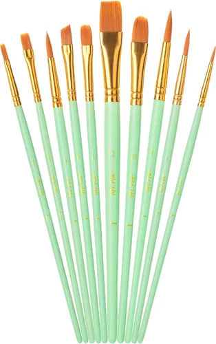 Miniatura 16 de Mr. Pen - Juego de pinceles de pintura acrílica, paquete de 10, punta redonda y puntiaguda, pinceles de nailon para acuarela, óleo, roca, cara