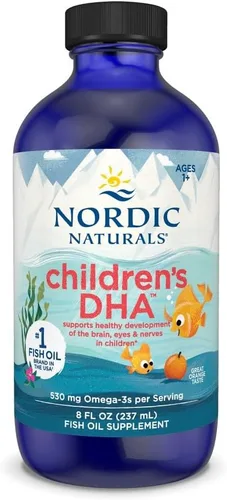 Nordic Naturals DHA para niños, naranja, 8 onzas para niños, 530 mg de omega-3 con EPA y DHA, desarrollo y función cerebral, sin OMG, 96 porciones