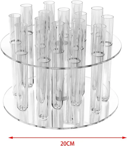 Miniatura 2 de Fenteer Jarrón de tubo de ensayo hidropónico, soporte hidropónico para plantas, florero transparente con 16 tubos de ensayo, florero artístico