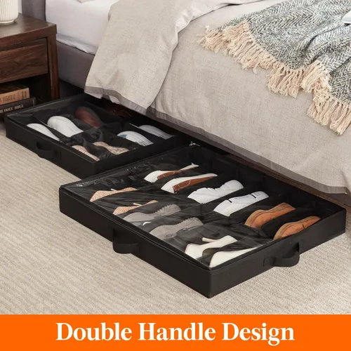 Miniatura 5 de Lifewit Organizador de almacenamiento de zapatos debajo de la cama, 1 paquete (12 celdas de zapatos), caja de contenedor de tela de perfil de 4.3