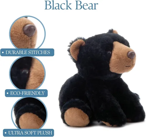 Miniatura 8 de The Petting Zoo Oso de peluche, regalos para niños, animales salvajes del zoológico Onez, juguete de peluche de oso negro de 9 pulgadas