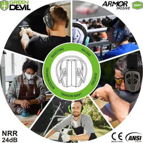 Miniatura 5 de GREEN DEVIL Reducción de ruido Protección auditiva Orejeras de seguridad pasiva Auriculares delgados para disparar rango de pistola