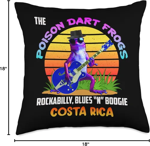 Miniatura 4 de Funny Cute Frog 1950's 1960's Vintage Nostalgia Poison Dart Frogs Blues Retro Rockabilly Fifties Dark Shades - Almohada de 18 x 18 pulgadas