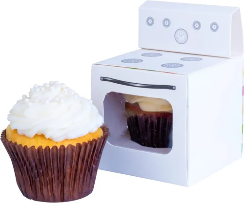 Miniatura 10 de Bun in the Oven - Cajas para cupcakes para baby shower, fiesta de revelación de género para niños y niñas (12 piezas, azul)