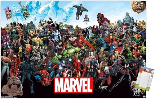 Miniatura 11 de Marvel Comics The Marvel Lineup - Póster de pared, 34 pulgadas de largo x 22.4 pulgadas de ancho, versión enmarcada de madera de granero Versión