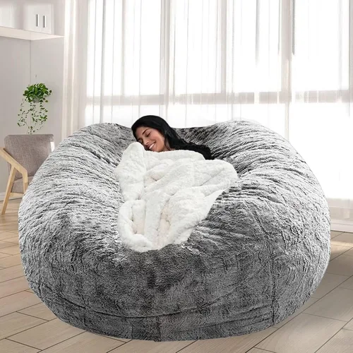 Miniatura 42 de Puf para adultos y niños sin relleno, sofá perezoso suave y redondo, funda de sofá de puf clásico, saco de amor para dormitorio, silla de lectura