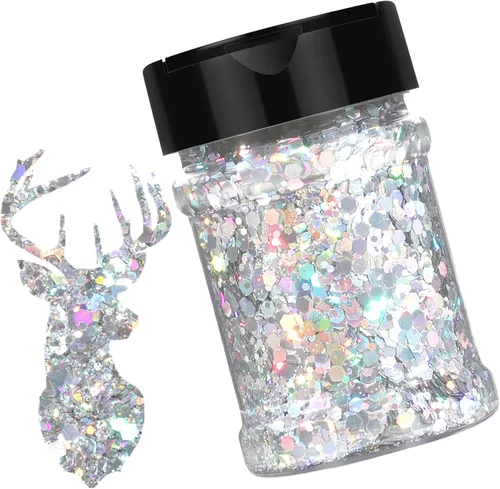 Miniatura 11 de HTVRONT - Purpurina gruesa holográfica - 100g/3.53oz, color azul, para resina, artesanía, uñas, vaso, maquillaje