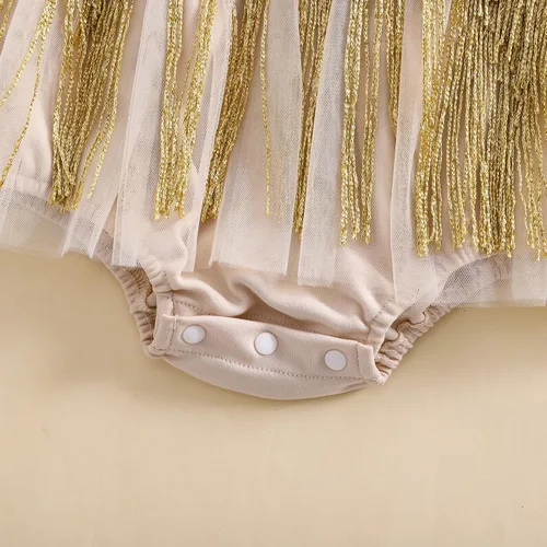 Miniatura 35 de Sasaerucure Traje de verano para bebé niña, sin mangas, mameluco de encaje tutú, mameluco de una pieza con volantes
