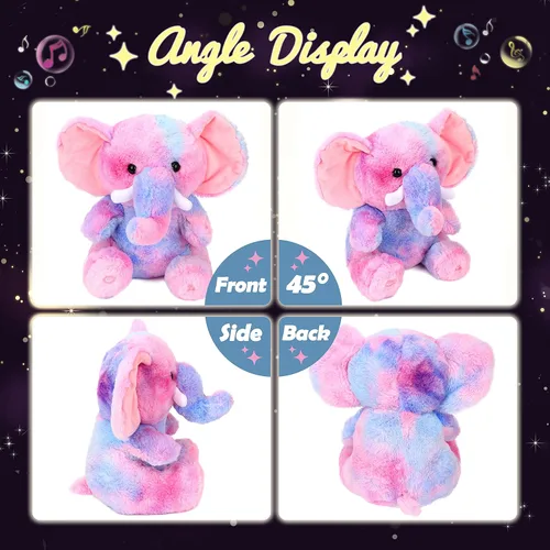 Miniatura 3 de Hopearl Elefante de peluche con luces LED y música colorido, con volumen ajustable, canciones de cuna, animado, da calma, para festival, cumpleaños