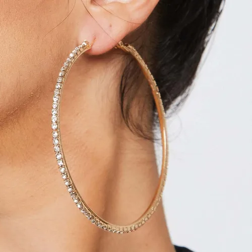 Miniatura 6 de MOROTOLE Aretes de aro de oro de 14 quilates con diamantes de imitación, finos, grandes, hipoalergénicos, para mujeres y niñas, regalos de joyería