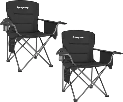 Miniatura 8 de KingCamp Paquete de 2 sillas de campamento de gran tamaño para adultos, sillas plegables resistentes de 300 libras, silla de campamento acolchada