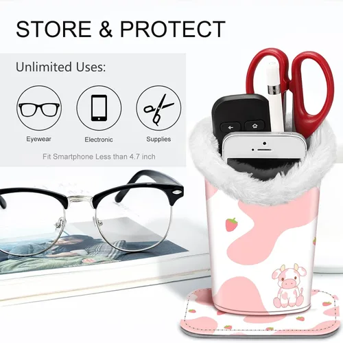 Miniatura 10 de Fintie Soporte para anteojos forrado de felpa con base magnética, estuche de cuero vegano prémium para lentes