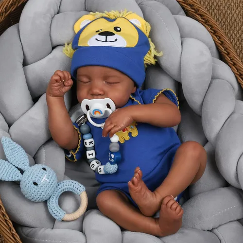 Miniatura 7 de CHAREX Muñecas Realistas de Bebé Renacido Negras - 18 pulgadas Bebé Recién Nacido Afroamericano, Cuerpo Suave Muñeca de Bebé Durmiente de Vida Real
