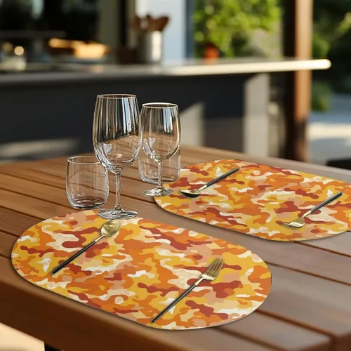 Miniatura 5 de Autumn Placemats Set of 2 Waterproof Wipeable 12X18 Inch Faux Leather Non Slip Heat Resistant Mats for Thanksgiving Dinner Outdoor Decor