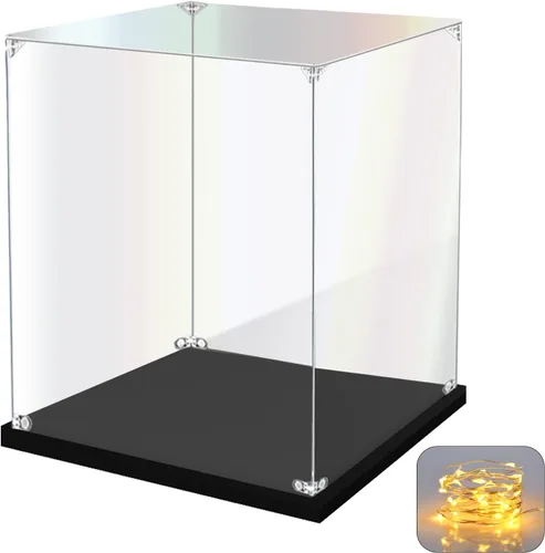 KOLIPI Vitrina acrílica para coleccionables, caja de exhibición transparente a armar de acrílico para Lego, funda de vidrio alternativa para