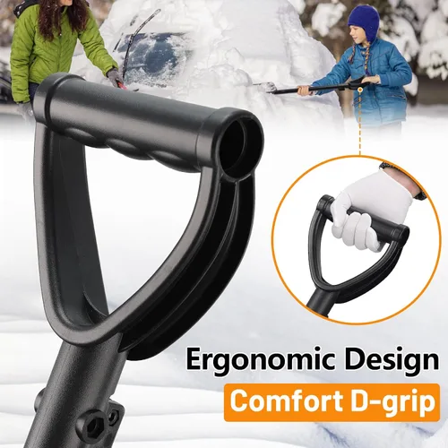 Miniatura 5 de Pala de nieve para niños, pala de nieve para niños pequeños, pala de plástico gruesa con mango de metal y agarre ergonómico en D, pala ligera de 32