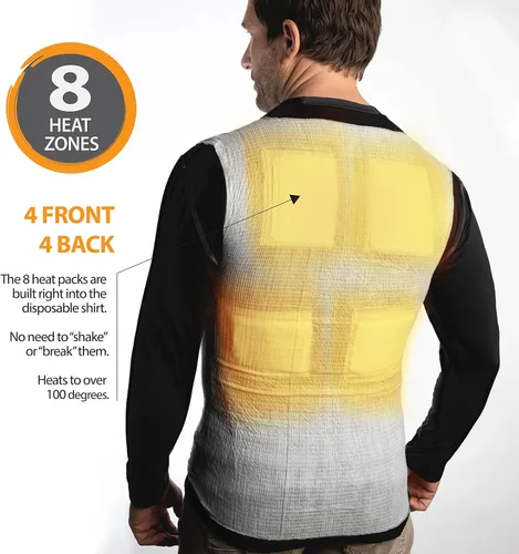 Miniatura 4 de Camisa térmica, capa base de compresión, 8 paquetes térmicos integrados, calentador corporal