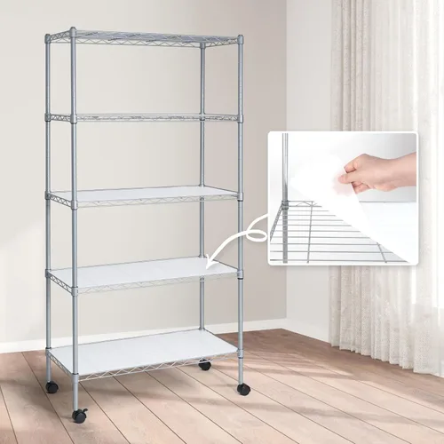 CAPHAUS NSF - Estantería ajustable de alambre de metal con forros, estantería de almacenamiento de cocina, estantería de almacenamiento de acero