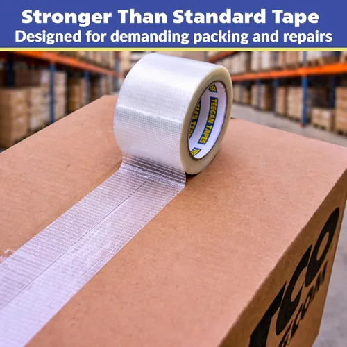 Miniatura 7 de Gaffer Power Teegan Tape - Cinta de filamento de 2 pulgadas x 30 yardas, cinta transparente reforzada para embalaje, sellado y reparaciones de alta