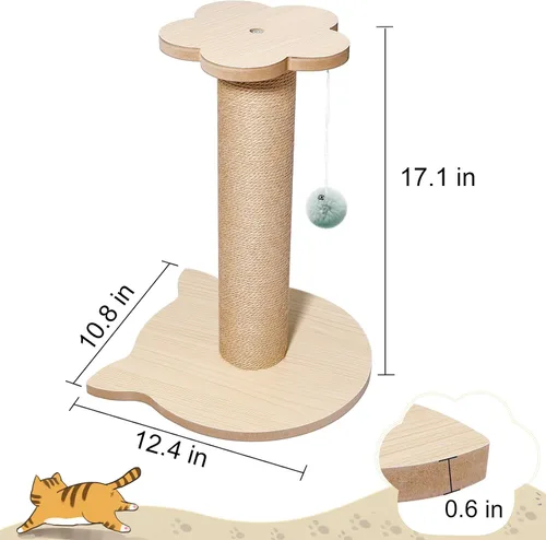 Miniatura 4 de Árbol para gatos de 18 pulgadas de alto para gatitos, poste rascador de yute con bola colgante para gatitos y gatos adultos, torre pequeña