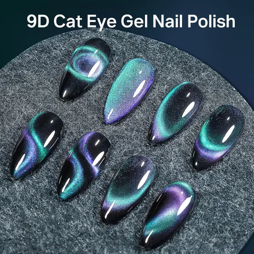 Miniatura 3 de MIZHSE Chameleon - Esmalte de gel 9D de ojo de gato, 0.3 onzas líquidas, gel magnético holográfico de ojo de gato, galaxia holográfica, juego de 9D