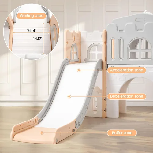 Miniatura 3 de GarveeLife Zona de juegos interior 8 en 1 para niños pequeños con tobogán: juego de tobogán para bebés de 1 a 3 años, tobogán para niños incluye aro