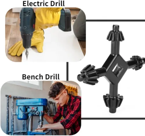 Miniatura 7 de 4 en 1 Taladros Chuck Key 4 Way Multifuncional Acero Fit Handheld Universal Chuck Key Herramienta de perforación eléctrica para la mayoría