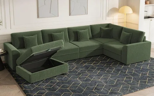 Miniatura 14 de Sofá seccional modular de 146", en forma de U de gran tamaño, sofá cama convertible, asiento profundo cómodo sofá nube con otomana y 5 almohadas