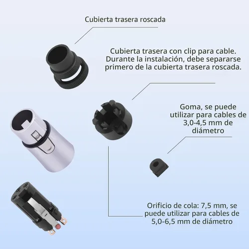 Miniatura 3 de Conectores XLR de 3 pines, enchufes XLR de 3 pines macho/hembra para micrófono de audio, conector de enchufe de cable de micrófono de audio, 1 macho