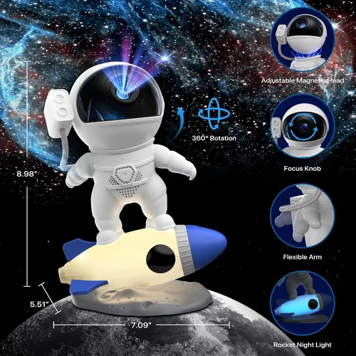 Miniatura 9 de FlyLily Proyector de Galaxia, Proyector de Planetario HD 12 en 1 Astronauta de Galaxia para Recámara, Proyector de Luz Nocturna de Estrellas
