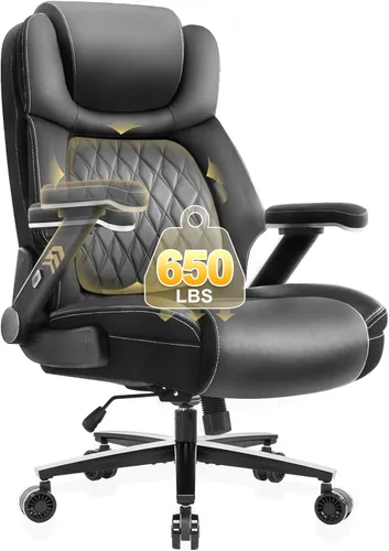 Silla de oficina grande y alta, silla de oficina ancha de capacidad de 650 libras para personas pesadas, silla de oficina ergonómica de respaldo