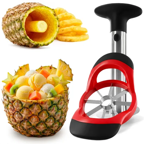 Descorazonador y rebanador de piña, descorazonador de manzana y herramienta para cortar, cortador de frutas de acero inoxidable con hoja gruesa