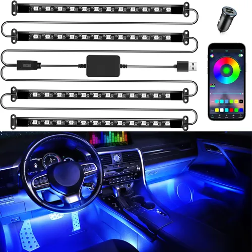 Miniatura 8 de LivTee Luces Interiores de Acento para Auto, Luces Interiores Inteligentes para Auto con Control de Aplicación, Luces LED RGB con Modo de Música