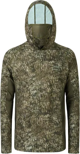 Miniatura 4 de BASSDASH - Camiseta de caza para hombre con protección solar FPU 50+, manga larga con capucha tipo pasamontañas y diseño camuflado, para pesca