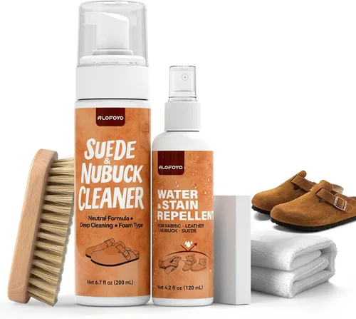 Kit limpiador de zapatos de gamuza y nobuk 5 en 1 con cepillo y borrador de gamuza, paño, limpia, protege y restaura zapatos, botas, ugs,