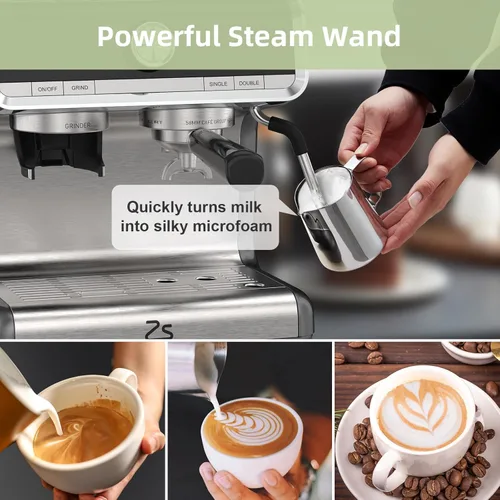 Miniatura 4 de Garvee Máquina de café expreso con molinillo, cafetera profesional de 20 bar con espumador de leche, varita de vapor para capuchino, latte